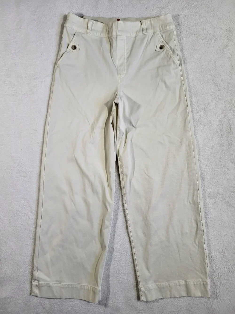 Spanx Stretch Twill Cropped Wide Leg Pants Off White size large - Picture 1 of 13